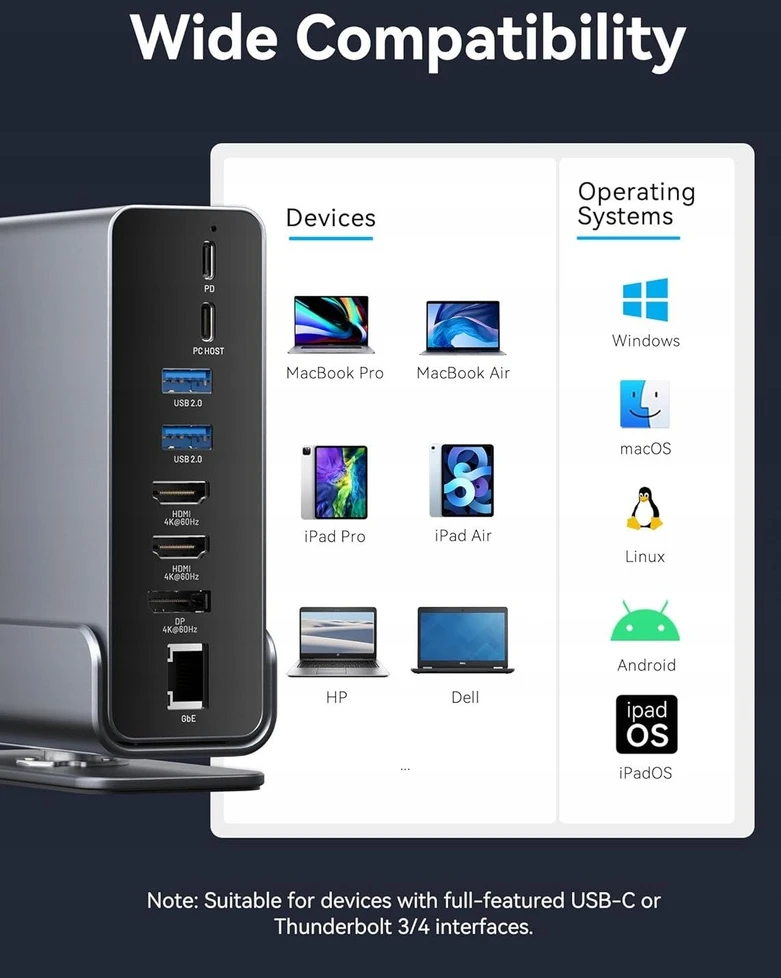 NB ACC įkrovimo stotelė 15in1/USB-C MST TPUH0 VENTION