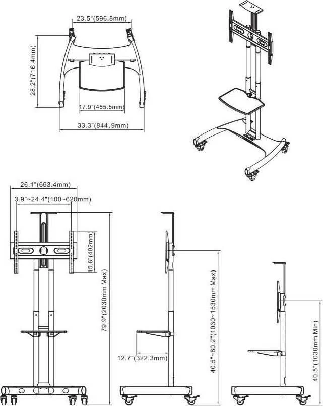 Laikiklis NB Grindinis stovas AVA1500-60-1P 32'' - 65''