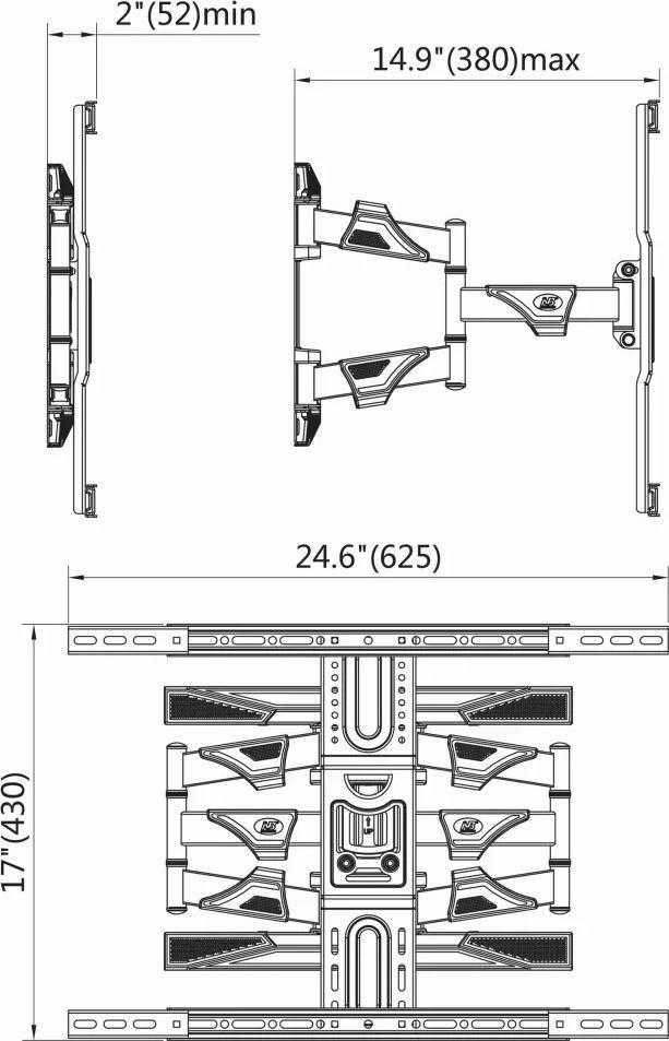 Ergosolid televizoriaus sieninis laikiklis 45–75 col., VESA iki 600 × 400 mm, 2020-P6