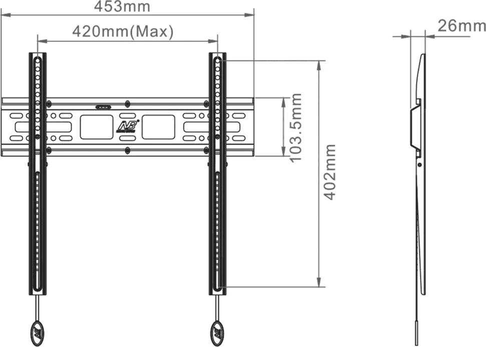 NB D2F sieninis laikiklis 32'' - 55''