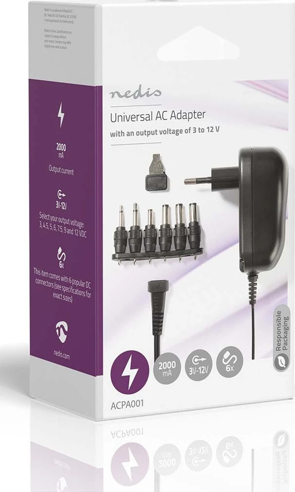 Nedis ACPA001 universalus maitinimo adapteris pakuotėje