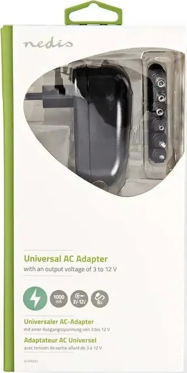 Nedis ACPA001 maitinimo adapteris/išradėjas Indoor 12 W Juodas