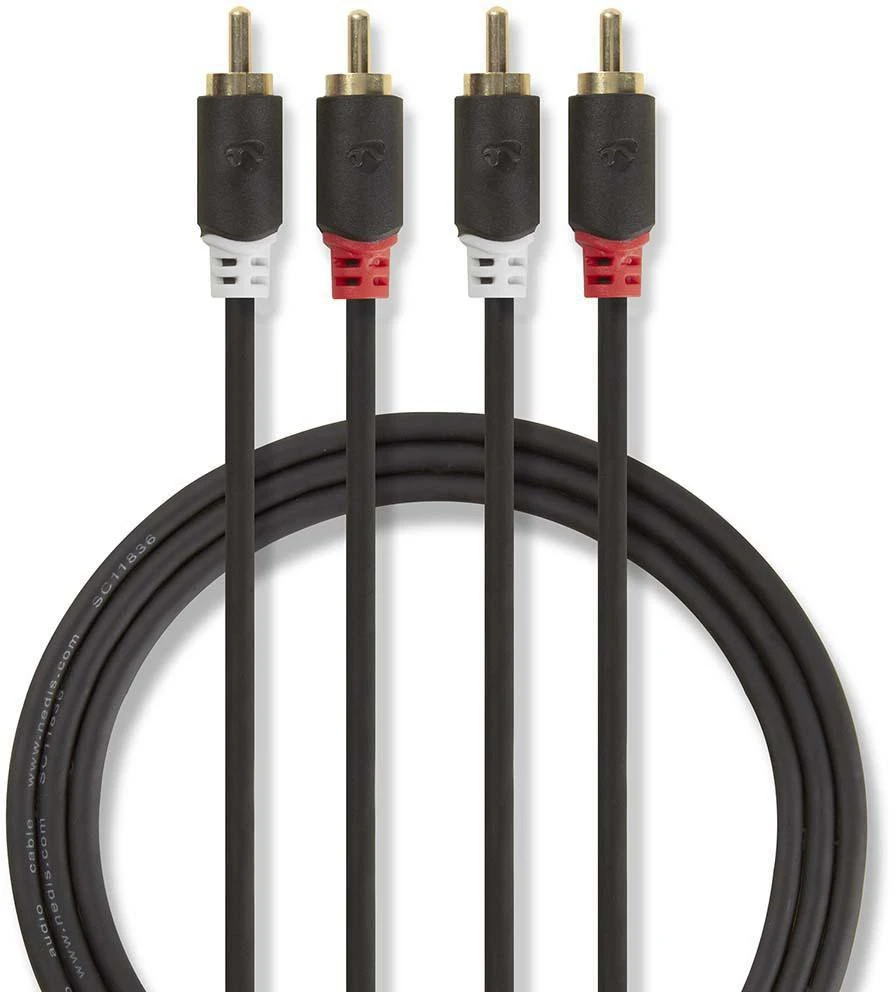 Kabelis Nedis Audio Cable 2x RCA -> 2 x RCA 3m Juodas