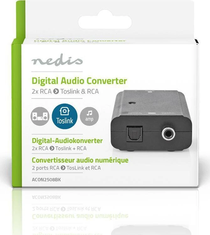 Nedis AV adapteris Nedis ACON2508BK garso failų keitiklis Juodas