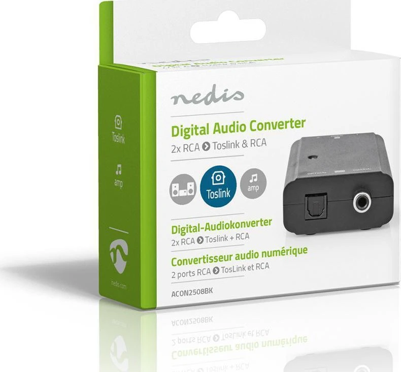 Nedis AV adapteris Nedis ACON2508BK garso failų keitiklis Juodas