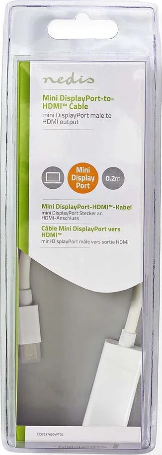 Nedis AV adapteris Nedis CCGB37650WT02 laido adapteris 0,2 m Mini DisplayPort HDMI Type A (standartinis) Baltas