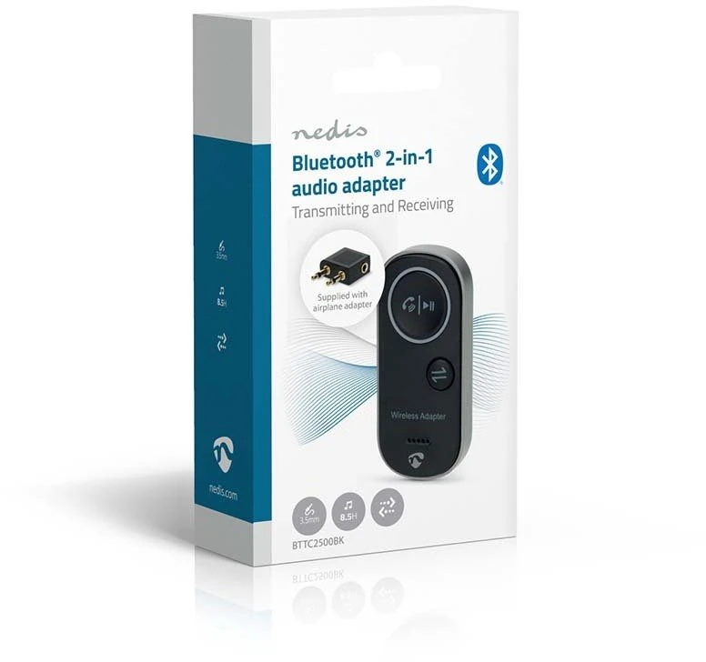 „Nedis BTTC2500BK“ „Bluetooth“ muzikos imtuvas, 8 m, sidabrinis, juodas