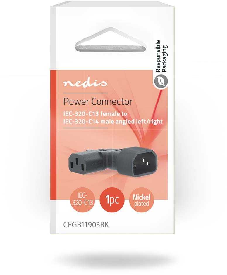 Nedis CEGB11903BK Lyties keitiklis / kabeliai IEC-320-C13 IEC-320-C14 Juodas