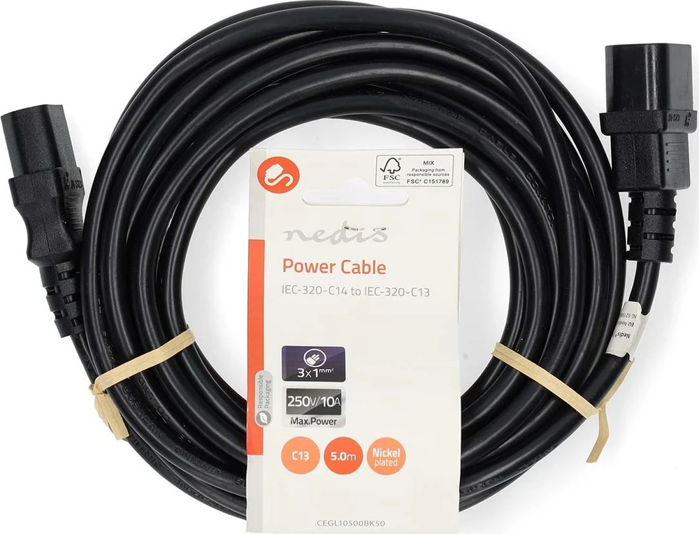 Nedis CEGL10500BK50 kabelis zasilające Juodas 5 m IEC C14 IEC 320