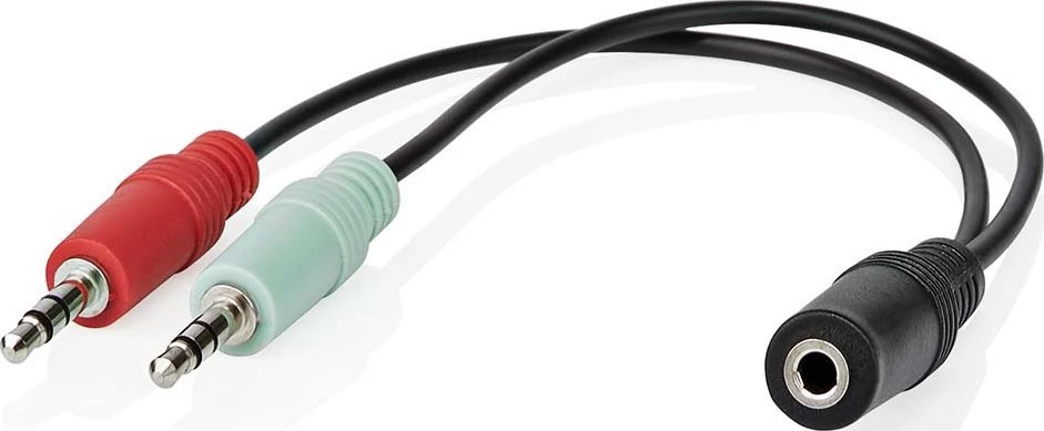 Kabelis Nedis 3.5mm na 2x 3.5mm 0,12 m Juodas (CAGB22160BK02)
