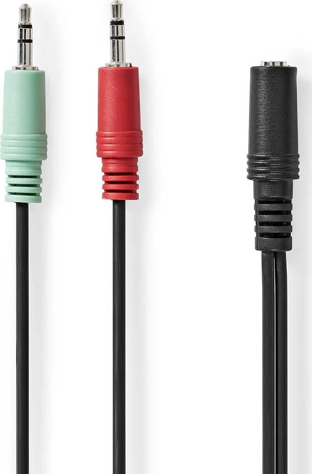 Kabelis Nedis 3.5mm na 2x 3.5mm 0,12 m Juodas (CAGB22160BK02)