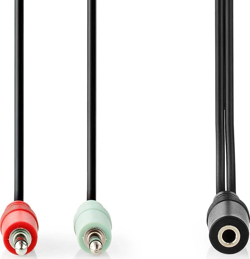 Kabelis Nedis 3.5mm na 2x 3.5mm 0,12 m Juodas (CAGB22160BK02)