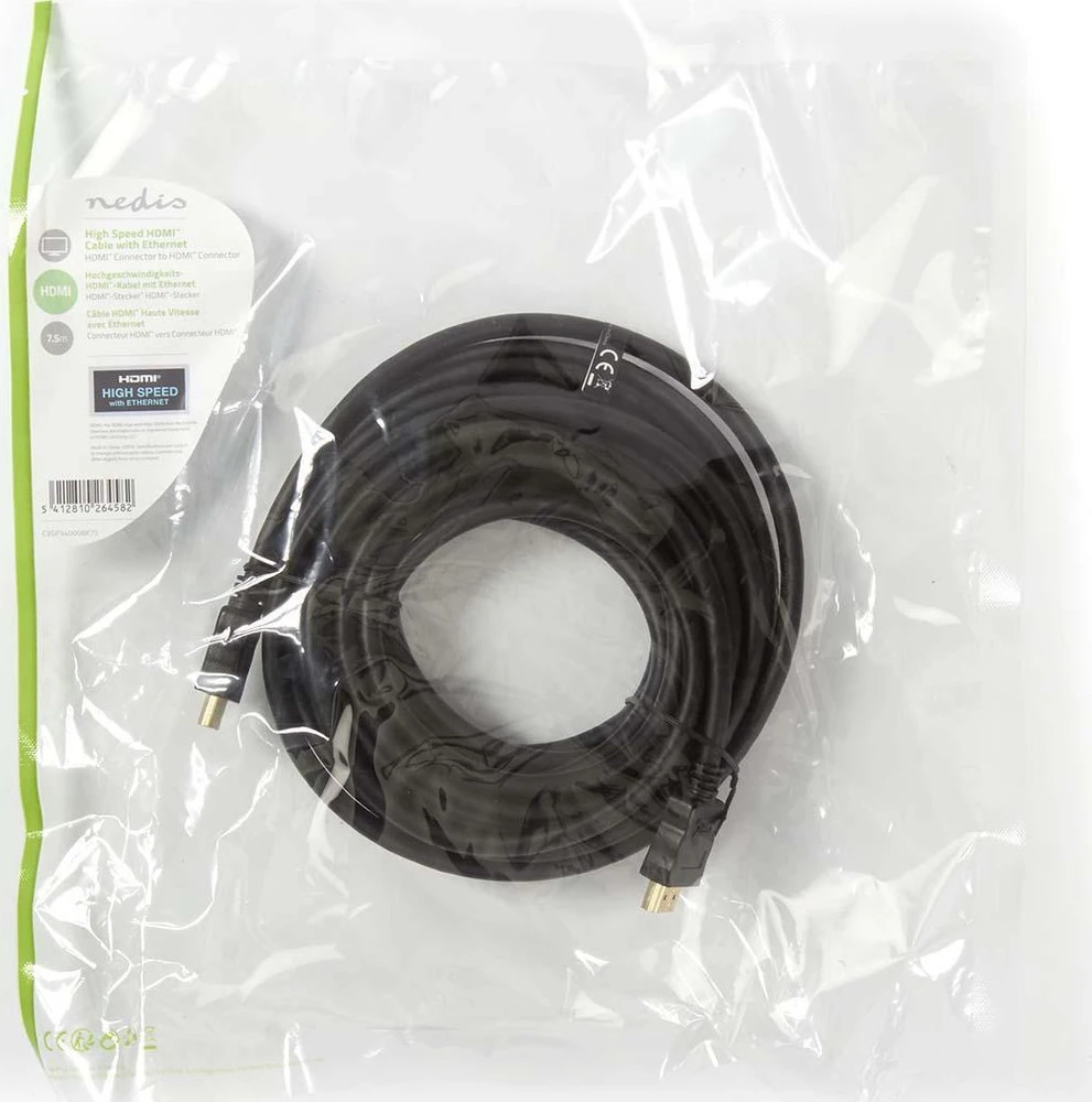 Kabelis Nedis HDMI Typu A (Standard) 7,5 m (CVGP34000BK75)