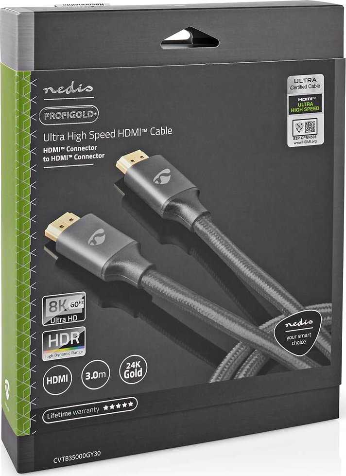 Kabelis Nedis HDMI - HDMI 3m pilka (CVTB35000GY30)