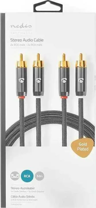 Kabelis Nedis RCA (Cinch) x2 - RCA (Cinch) x2 5m juoda (CATB24200GY50)