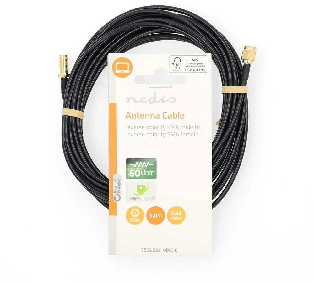 RP SMA antenos kabelis 5m, pakuotė