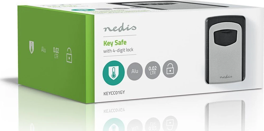 Nedis KEYCC01GY sejf Sejf ścienny Aliuminio Juodas, Sidabrinė