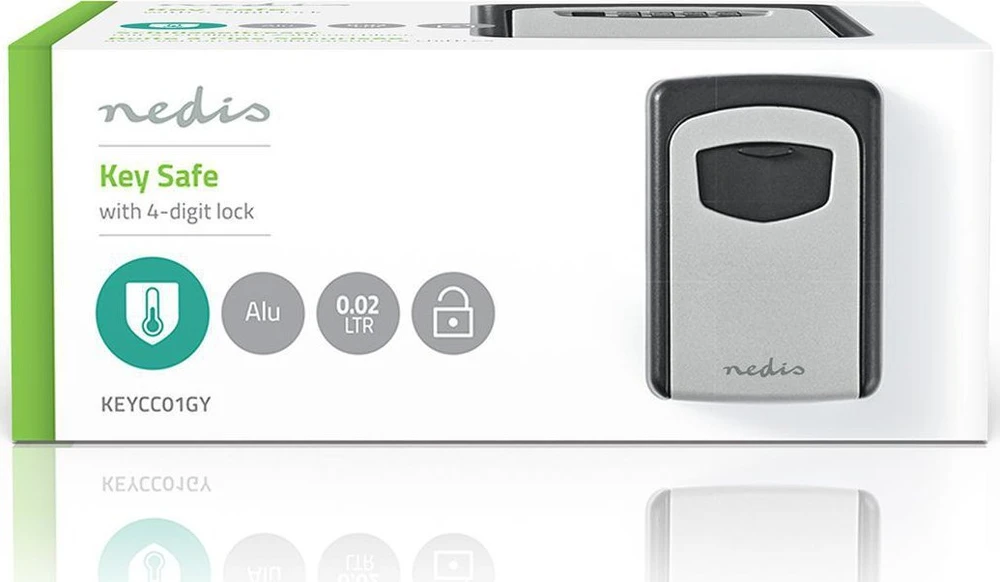 Nedis KEYCC01GY sejf Sejf ścienny Aliuminio Juodas, Sidabrinė