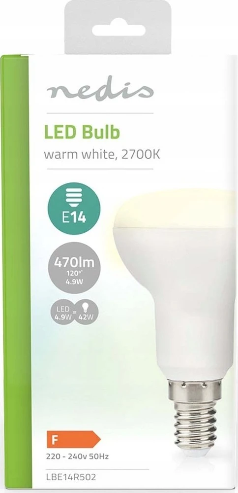 Nedis LBE14R502 LED lempa Šiltai balta 2700 K 4,9 W E14 F