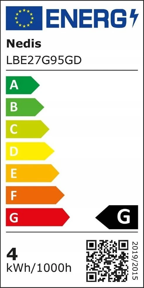 Nedis LBE27G95GD LED lempa Šiltai balta 2100 K 3,8 W E27 G