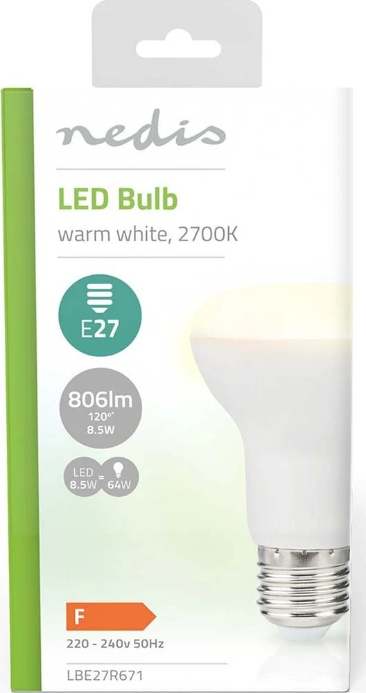 Nedis LBE27R671 LED lempa Šiltai balta 2700 K 8,5 W E27 F