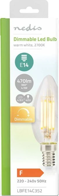 Nedis LBFE14C352 LED lempa Šiltai balta 2700 K 4,5 W E14 F