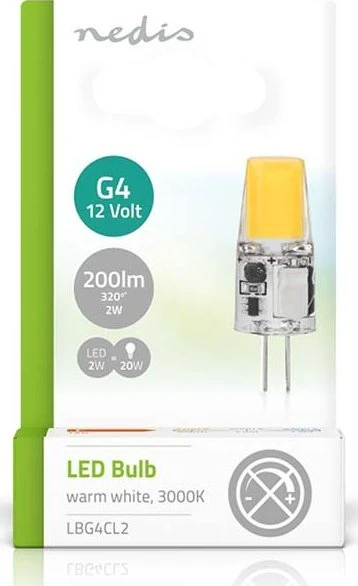 Nedis LBG4CL2 LED lempa Šiltai balta 3000K 2W G4 F
