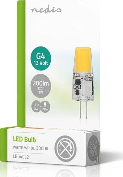 Nedis LBG4CL2 LED lempa Šiltai balta 3000K 2W G4 F