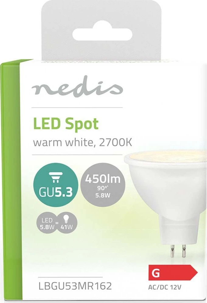 Nedis LBGU53MR162 LED lempa Šiltai balta 2700 K 5,8 W GU5,3 G