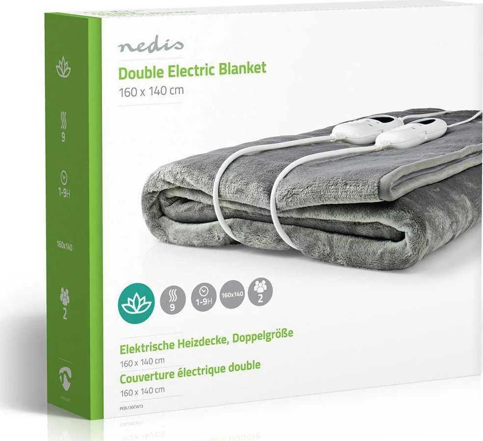 Nedis PEBL130CWT2 koc elektrinis 120 W Pilka, Baltas Polar, Poliesteris