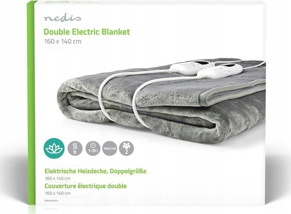 Nedis PEBL130CWT2 koc elektrinis 120 W Pilka, Baltas Polar, Poliesteris