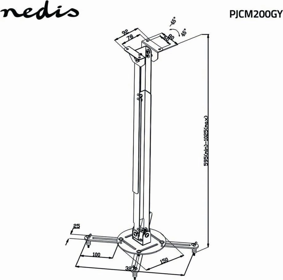 Laikiklis Nedis PJCM200GY surinkimo komplektas