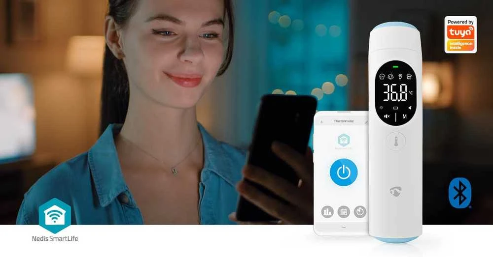 „Nedis“ termometras „Nedis SmartLife“ infraraudonųjų spindulių termometras su LED ekranu, skirtas ausims / kaktai, „Baltas“