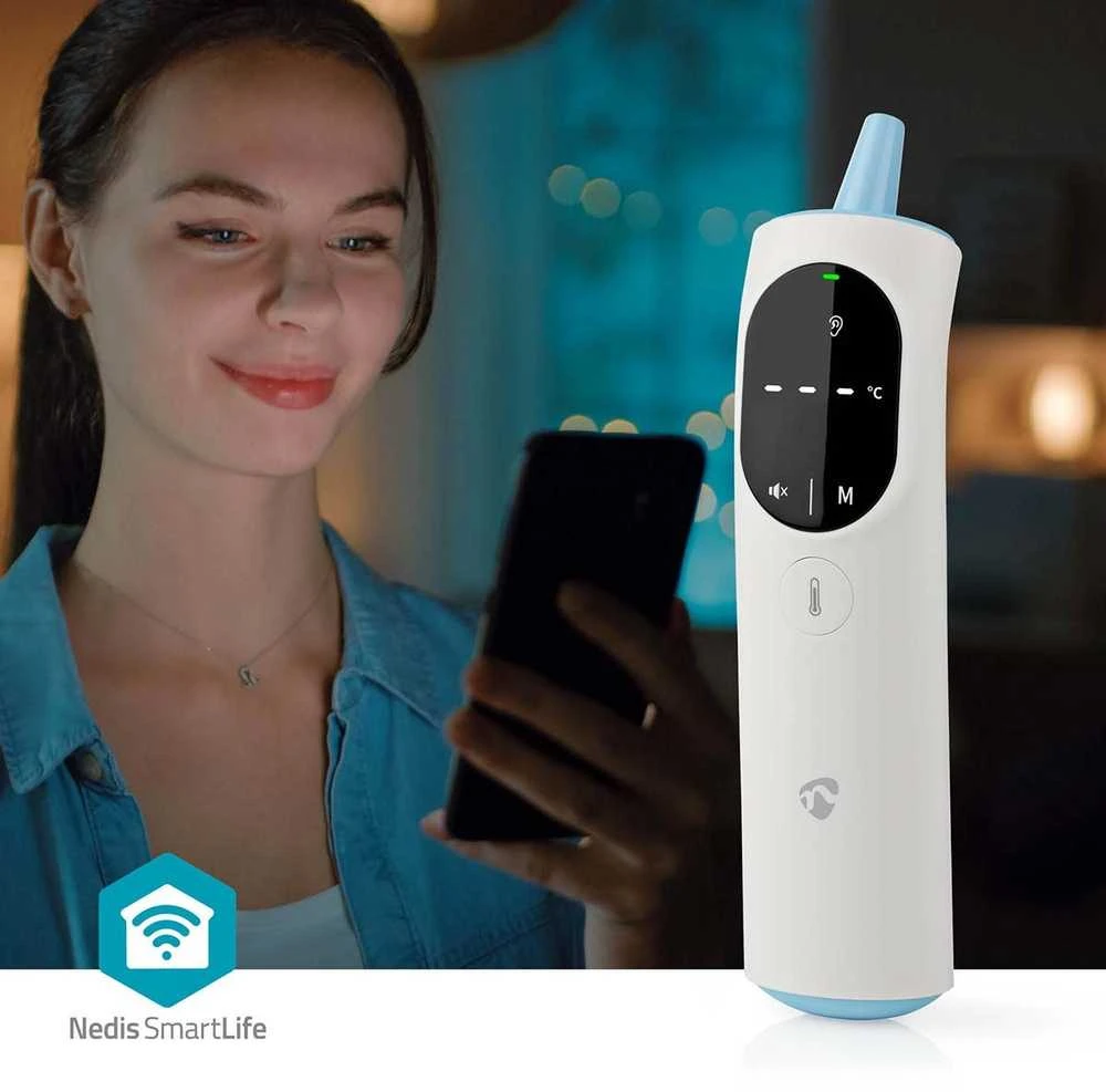 „Nedis“ termometras „Nedis SmartLife“ infraraudonųjų spindulių termometras su LED ekranu, skirtas ausims / kaktai, „Baltas“