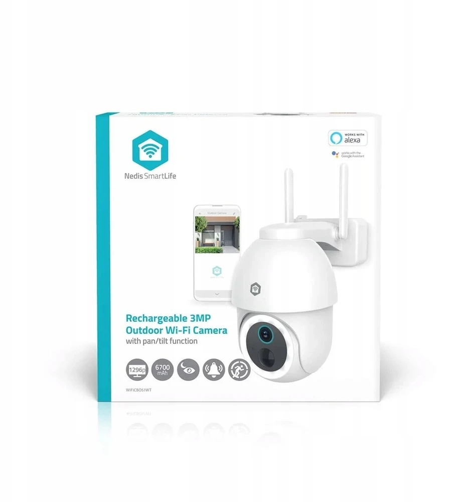 Nedis „SmartLife“ IP kamera su dviguba jungtimi | „Spotlight“ | 3MP „Full HD 1296p“ | Pakreipimo kampu | IP65