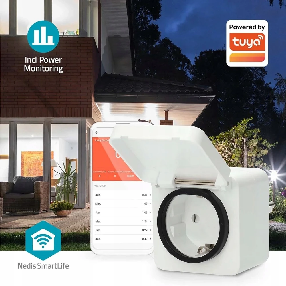 Nedis SmartLife išmanusis kištukas | IP44 | Galios matuoklis | 3680 W | ES kištukas