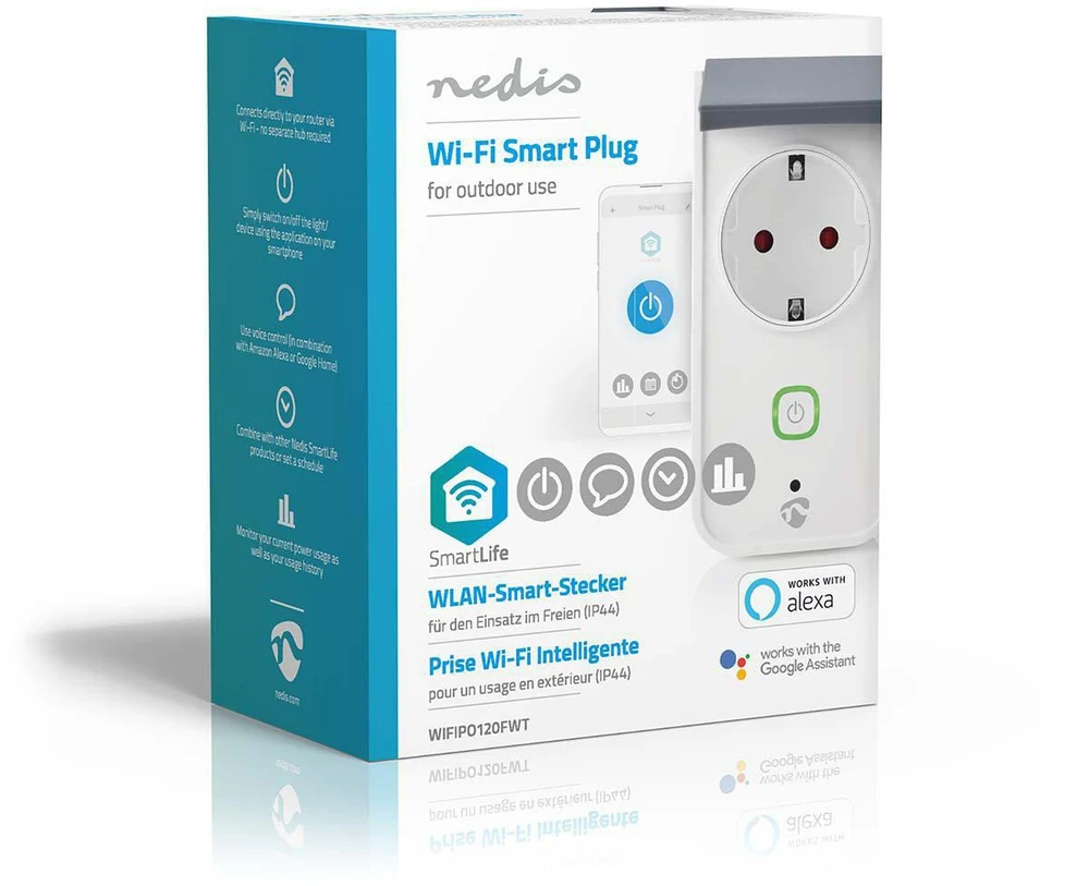 Nedis „SmartLife WIFIPO120FWT“ išmanusis lizdas, 16 A, 3680 W, IP44