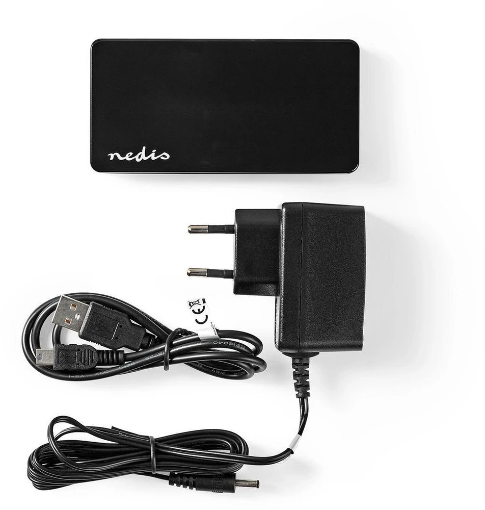 Nedis Šakotuvas USB 2.0 7 prievadų su maitinimo šaltiniu