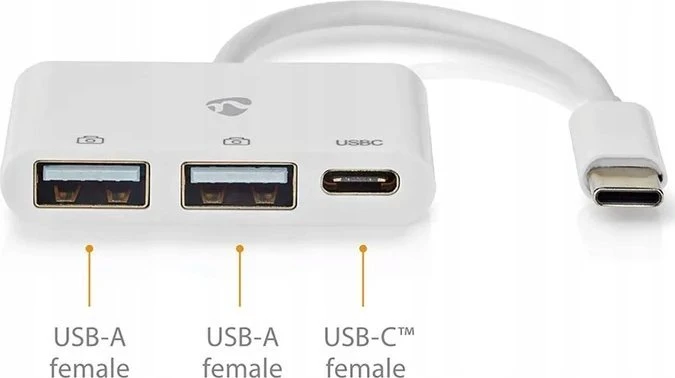 Nedis USB šakotuvas 1 x USB-C™ 1 x USB-C™ – 2 x USB 2.0 A, 3 prievadų prievadas (-ai), maitinamas per USB
