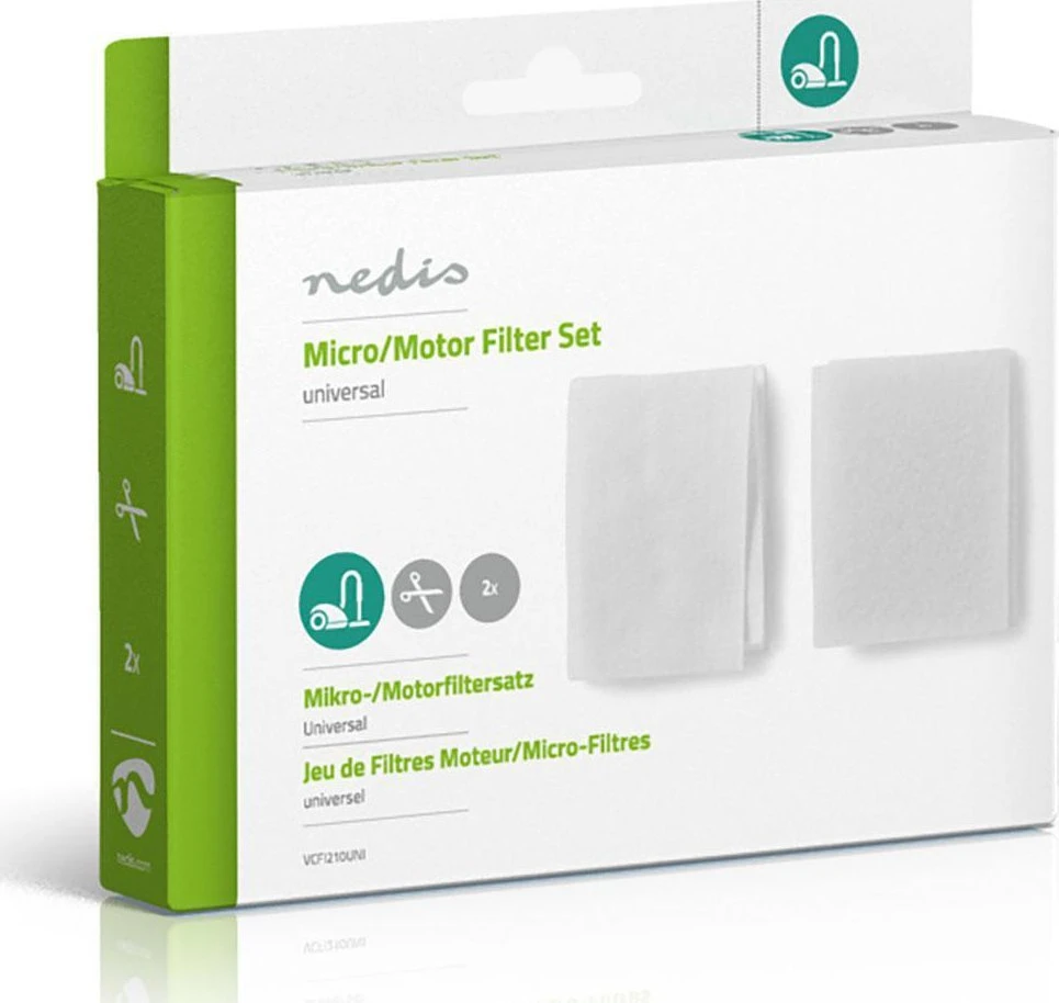 NEDIS variklio filtras (310x125mm) ir mikrofiltras (255x202mm) visiems dulkių siurbliams VCFI210UNI