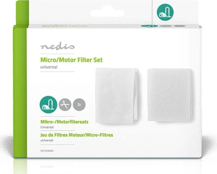 NEDIS variklio filtras (310x125mm) ir mikrofiltras (255x202mm) visiems dulkių siurbliams VCFI210UNI