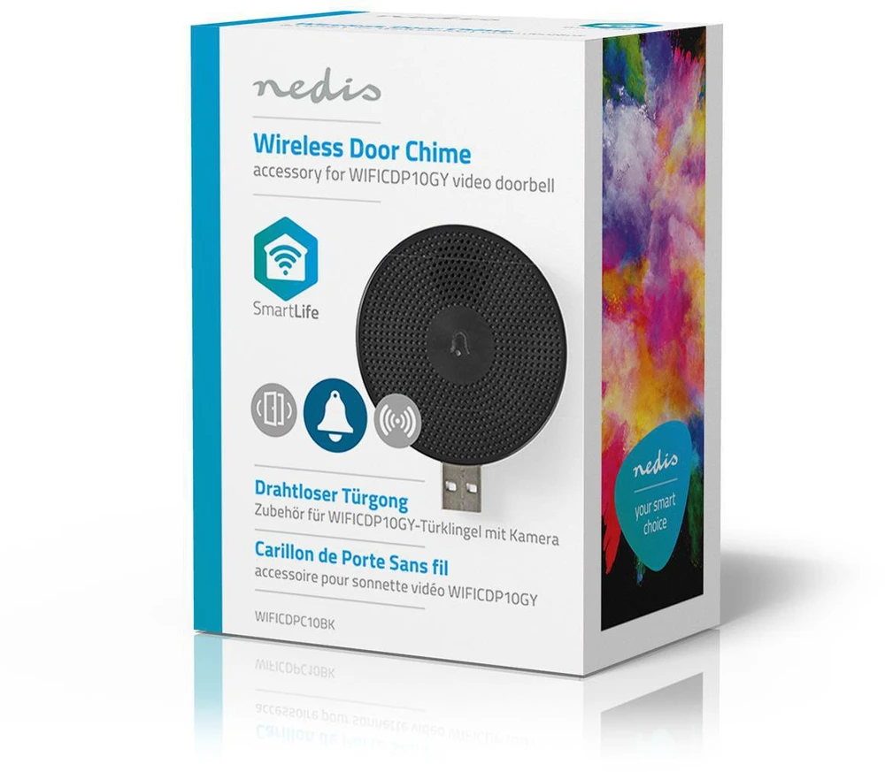 Nedis belaidis durų varpelis (WIFICDPC10BK) – priedas, skirtas WIFICDP10GY, USB