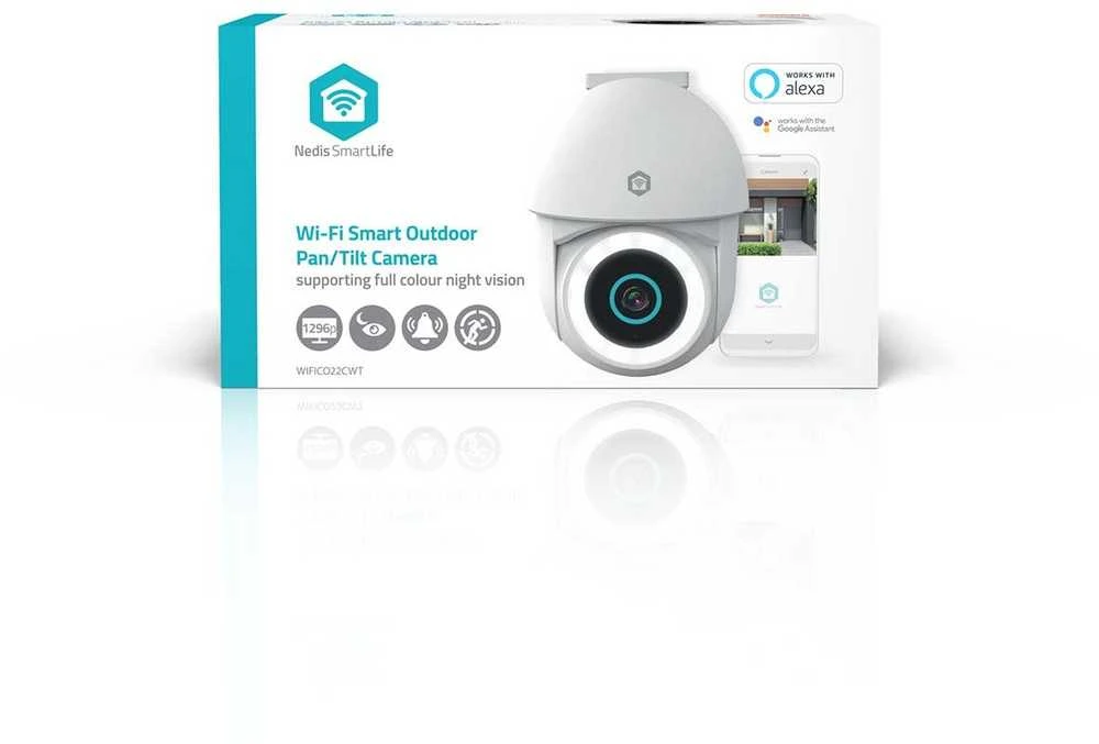 „Nedis Smartlife Wifi“ lauko kamera, IP65 judesio jutiklis, naktinio matymo funkcija, „Balta“