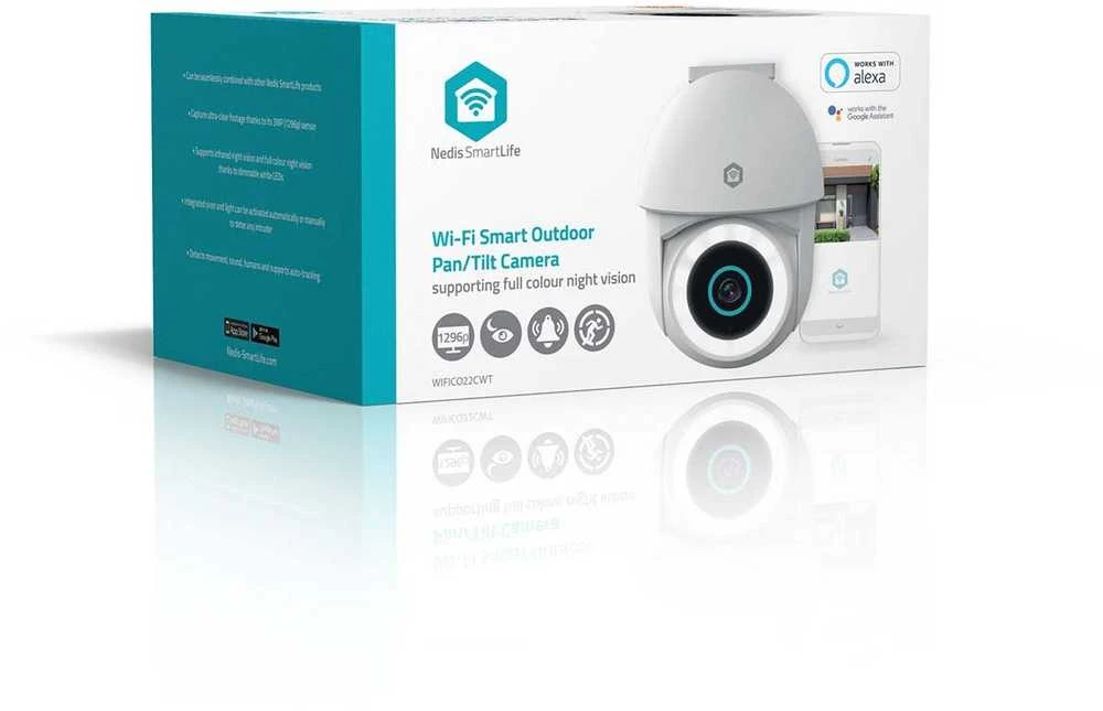 „Nedis Smartlife Wifi“ lauko kamera, IP65 judesio jutiklis, naktinio matymo funkcija, „Balta“