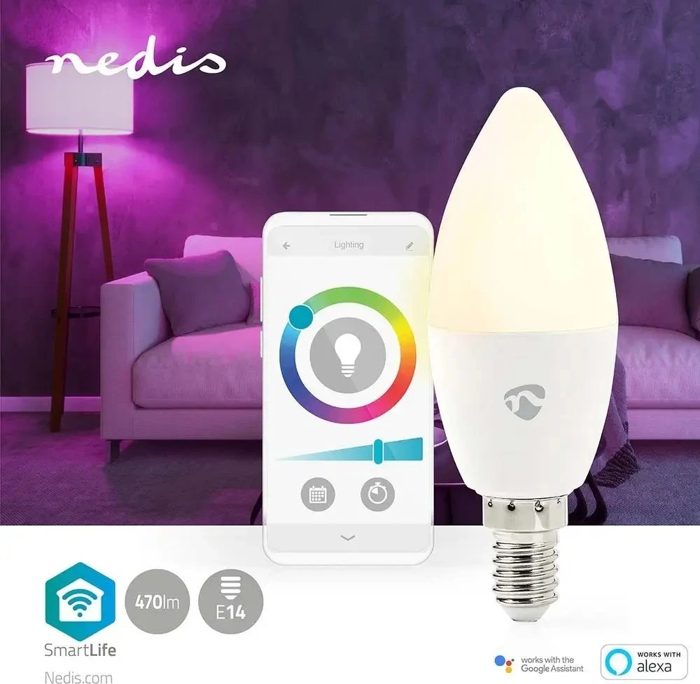 Nedis WIFILRC10E14 lampa LED Mėlyna, Žalias, Raudona, Baltas 4,9 W E27 F