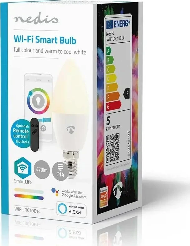 Nedis WIFILRC10E14 lampa LED Mėlyna, Žalias, Raudona, Baltas 4,9 W E27 F