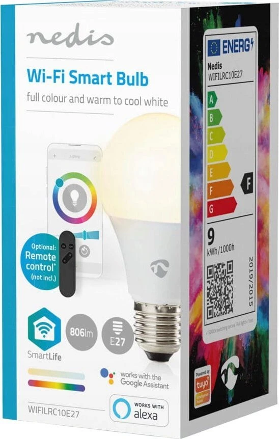 Nedis SmartLife visos spalvos LED lemputė | WiFi | E27 | 806lm | 9 W | RGB / nuo šiltos iki šaltos baltos spalvos