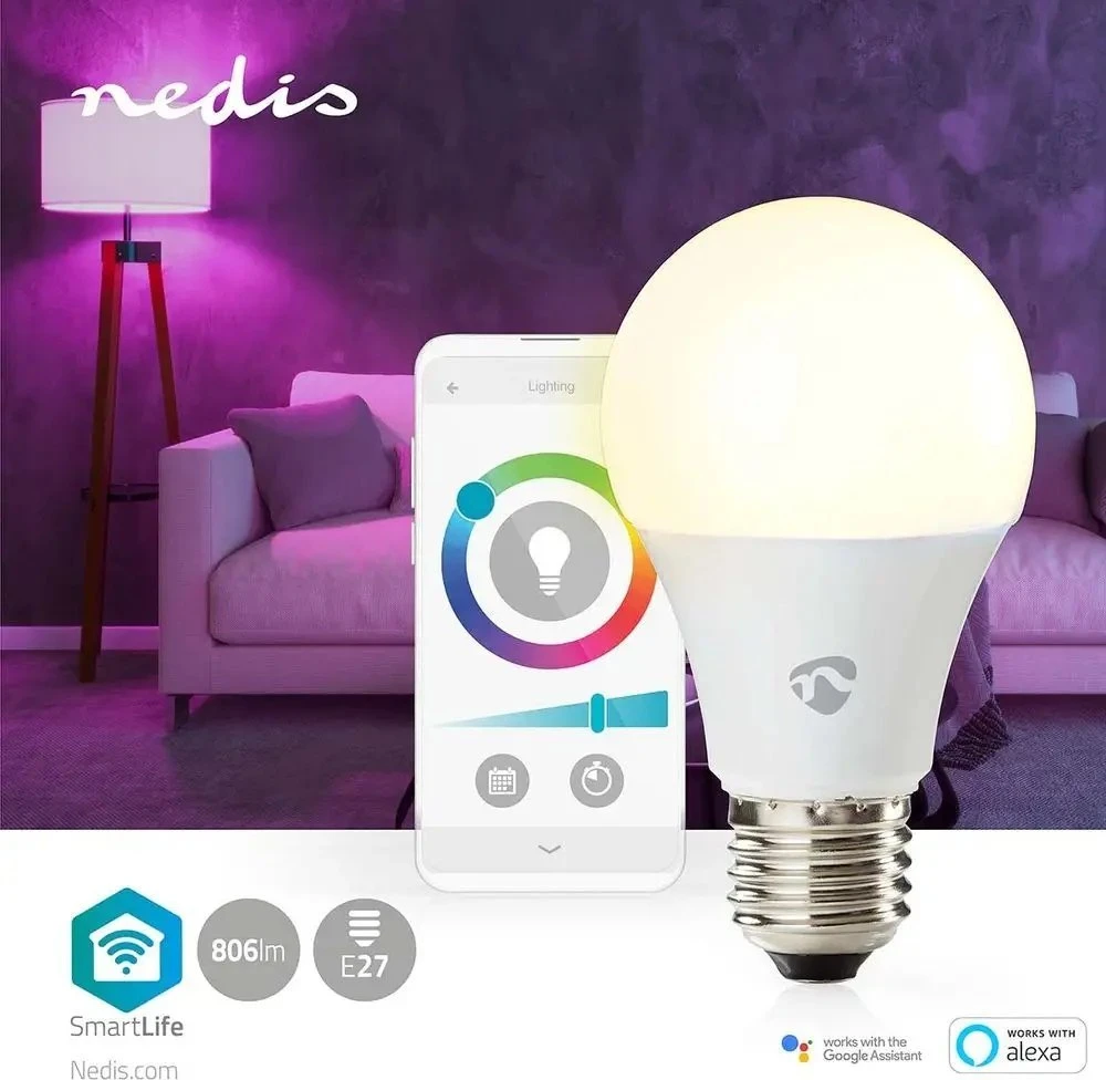 Nedis SmartLife visos spalvos LED lemputė | WiFi | E27 | 806lm | 9 W | RGB / nuo šiltos iki šaltos baltos spalvos