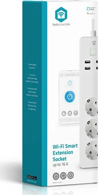 „Nedis Smartlife Power Strip“ – „Smartlife Power Strip“, WLAN, 3 x „Schutzkontakt“, 3680 W, 4 x USB