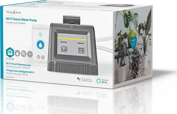 Išmanioji kambarinių augalų laistymo sistema, 5V DC mikro-USB arba baterijos 4xAA, 0.3bar., vamzdelių Ø1/4", IPX3, valdoma WiFi, Nedis Smart Life